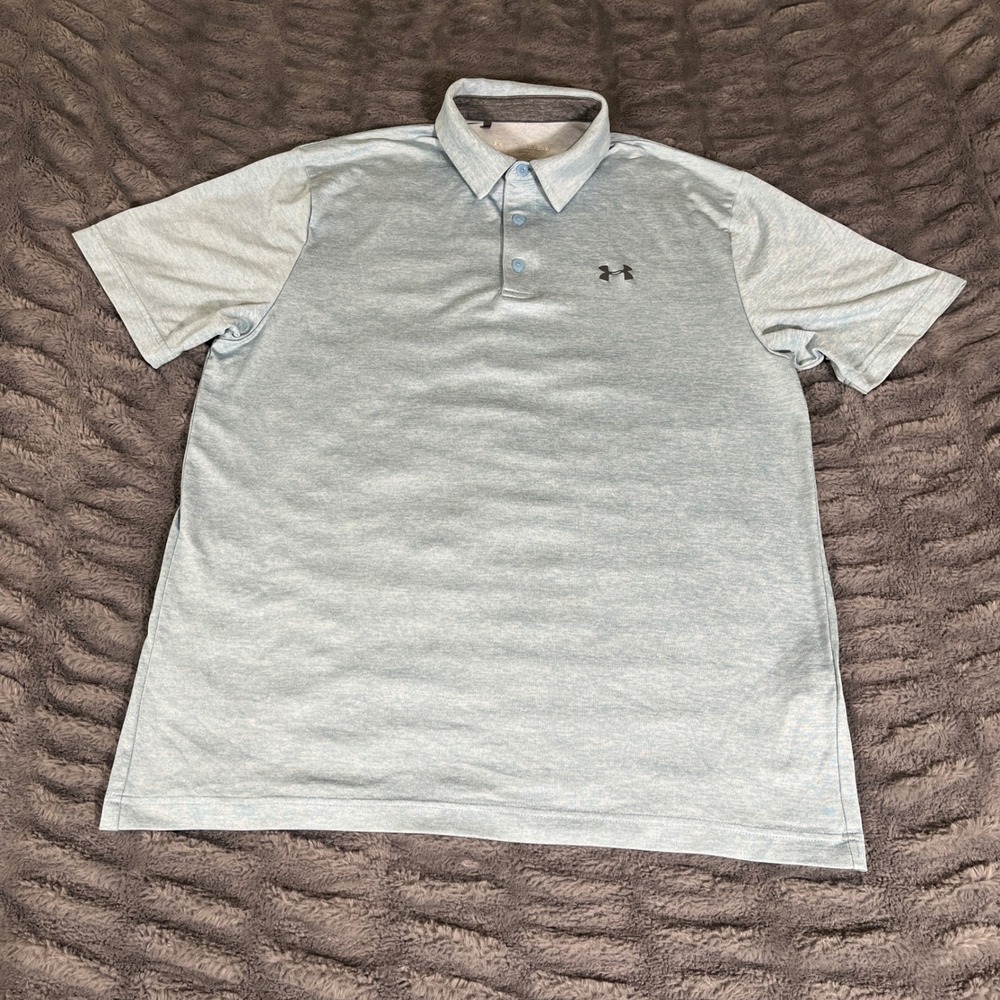Under Armour Mens Playoff Polo 2.0 Light Blue Heather Shirt 1351131 Large LG